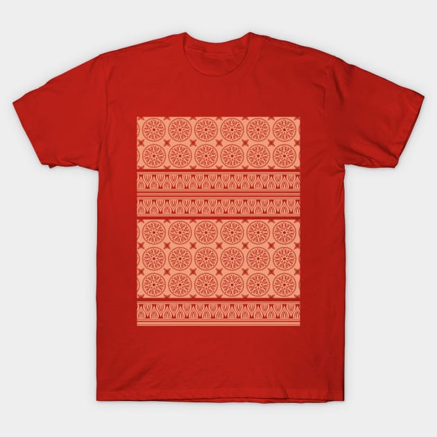 African Ethnic Tribal Ochre Pattern T-Shirt by oknoki